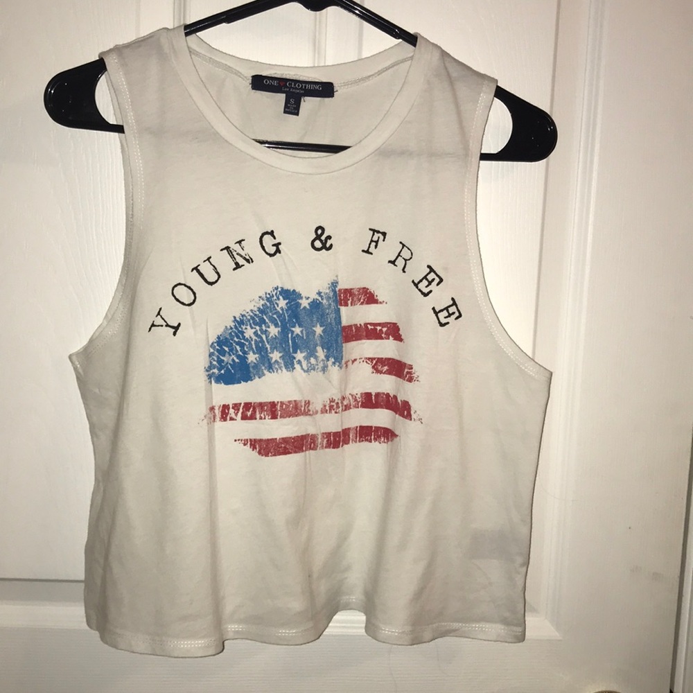 White graphic crop top